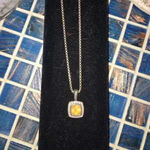 David Yurman necklace with yellow stone.