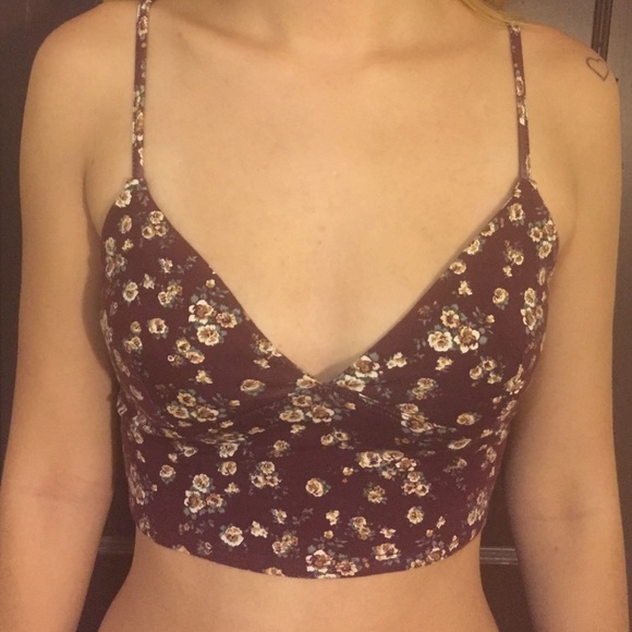 Maroon floral crop top - Picture 1 of 2
