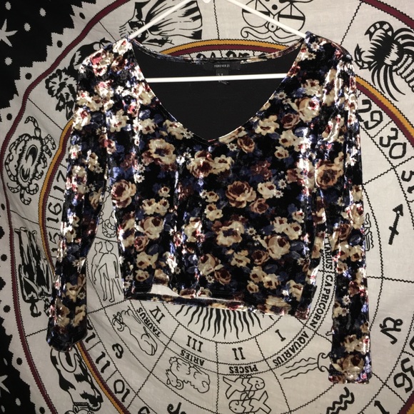 Floral Velvet Forever 21 Crop Top