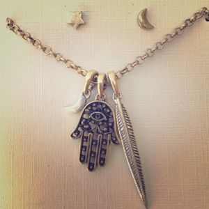 Lucky Brand gold tone charm necklace & earring set