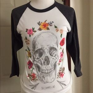 Obey Floral Skull Baseball Tee
