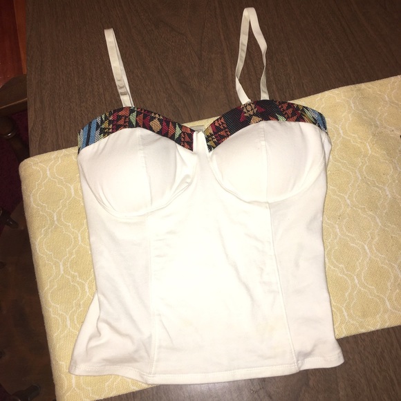 White bustier crop top.  Adjustable straps.  New