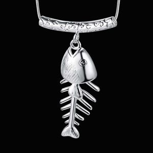 .925 Stamped Fish Skeleton Necklace