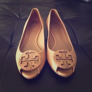 Authentic Tory Burch Peep Toe Mini Wedges