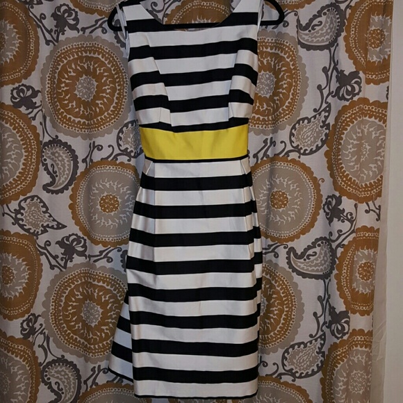 NWT, black & white dress with yellow sash