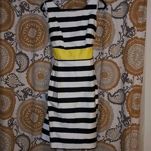 NWT, black & white dress with yellow sash