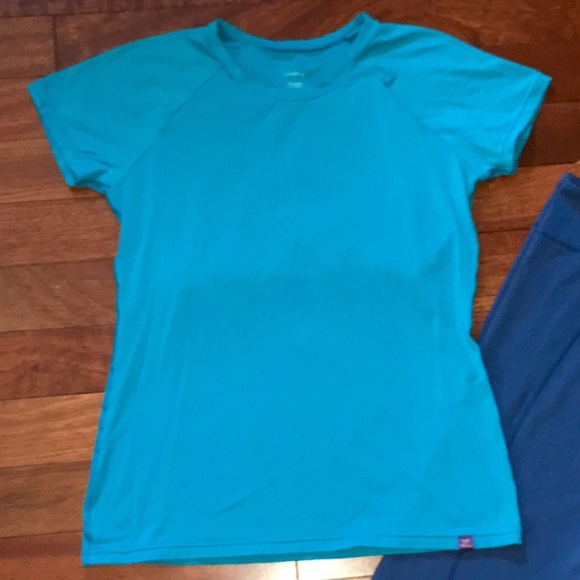 Teal Blue Zobha Tee with built-in shelf bra