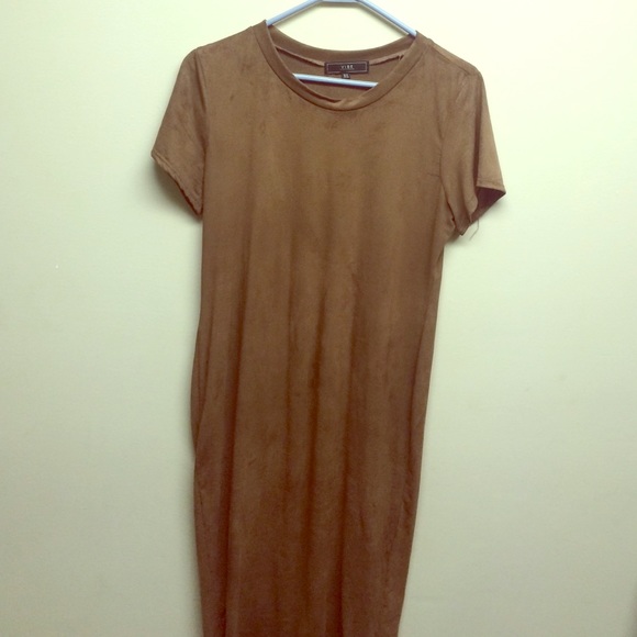 Suede like form fitting dress. Cute for clubbing!