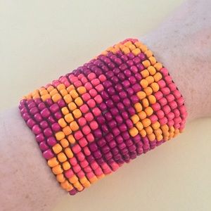 Bright beaded cuff bracelet