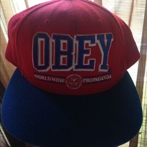 Red/blue obey snapback