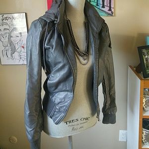 Charcoal Gray Faux Leather Jacket