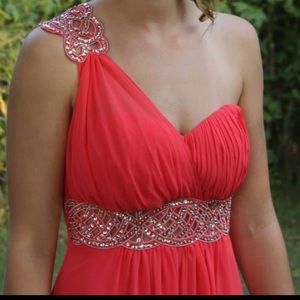 Coral High Low Dress