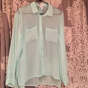 Mint sheer blouse