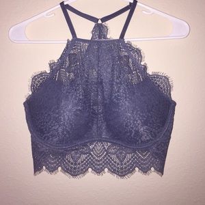 High Neck Lace Push-up Bralette