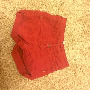 Red high wasted shorts