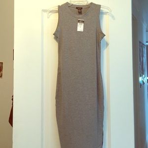 Grey tank dress with side slit