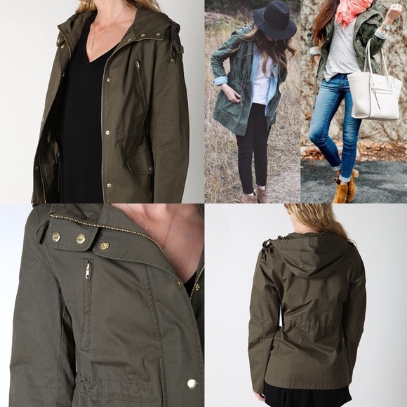 🚨1 HR SALE🚨JEN MARIE hooded utility jacket OLIVE - Picture 4 of 4