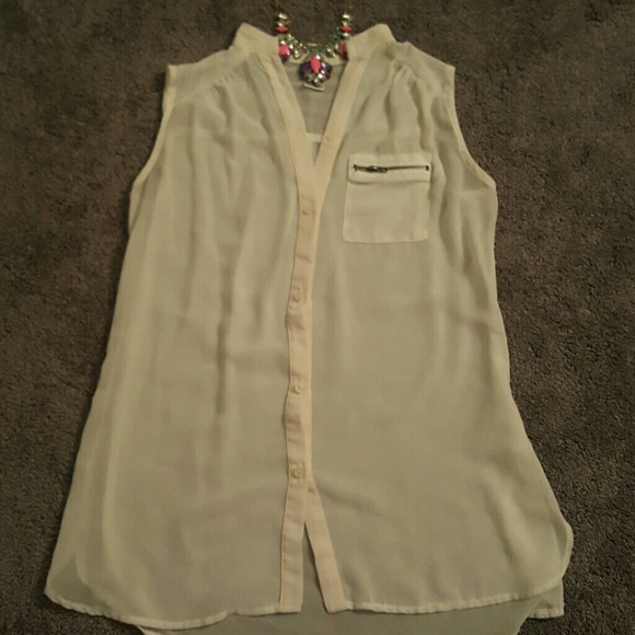 Sheer off white button down top. NWOT