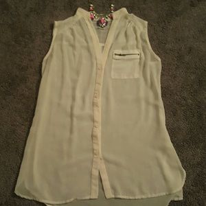 Sheer off white button down top. NWOT