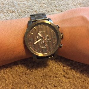Fossil wood face watch