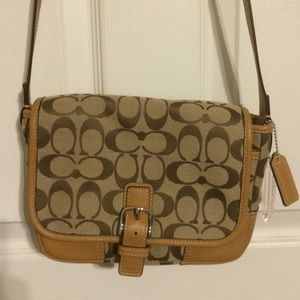 Coach signature tan crossbody bag