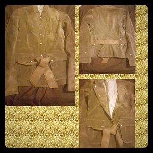 Brown Suede Jacket with Leather Belt