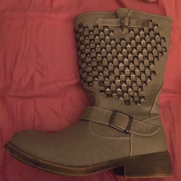 Plus size wide calf studded boots
