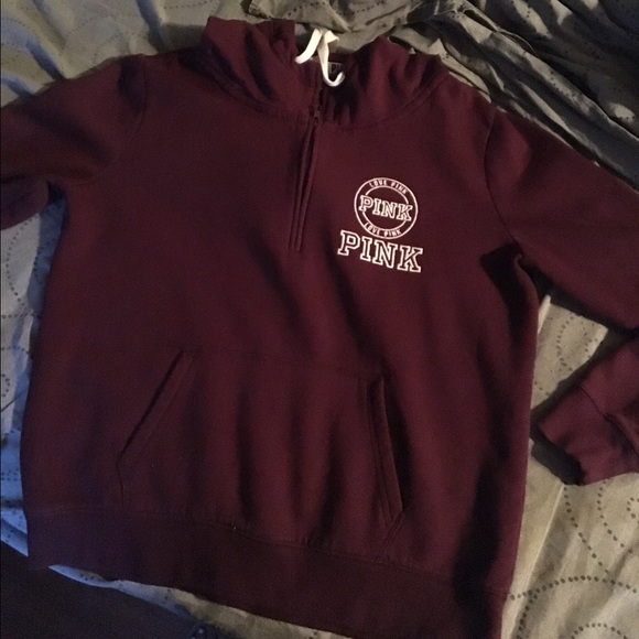 RESERVED-Maroon VS PINK half zip hoodie