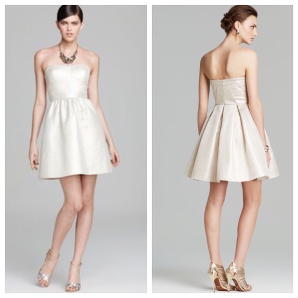 strapless jacquard dress