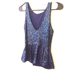 Blue sequined peplum