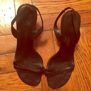 Yves Saint Laurent YSL Black Leather Strappy Heels