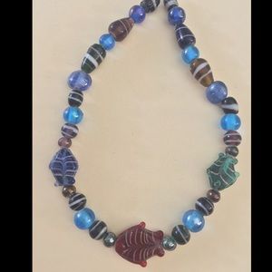 Glass beaded necklace with fish 🐠