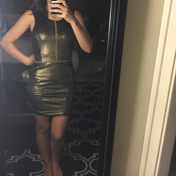 Velvet gold cocktail dress
