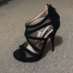 French Connection Delano mesh strappy heels 5.5