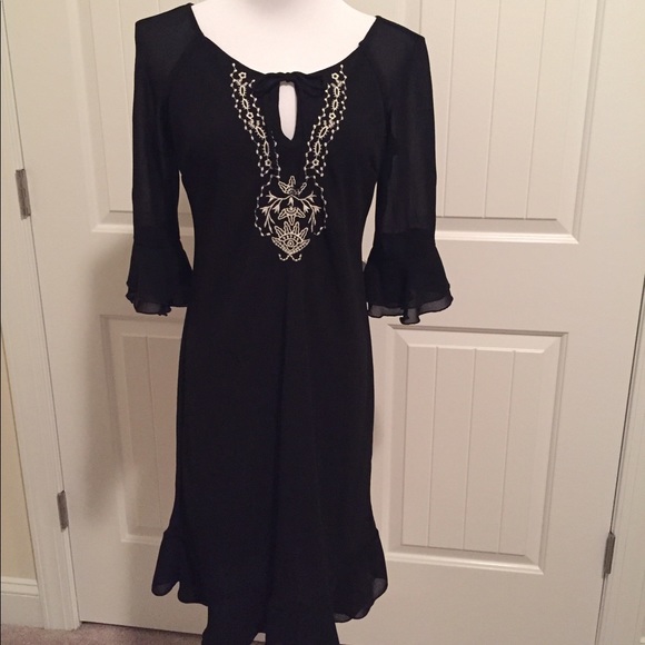 CDC petite Dresses & Skirts - Black sheer lined ruffle dress