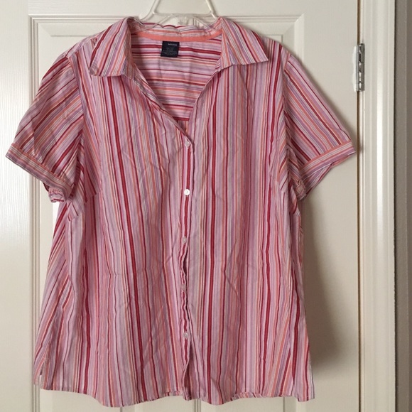 Cute and colorful button down top - plus size