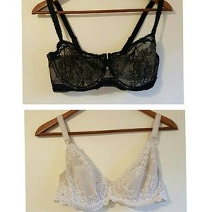 36D white and black lace bras