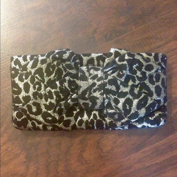 Betsy Johnson Leopard Bow Tie Clutch