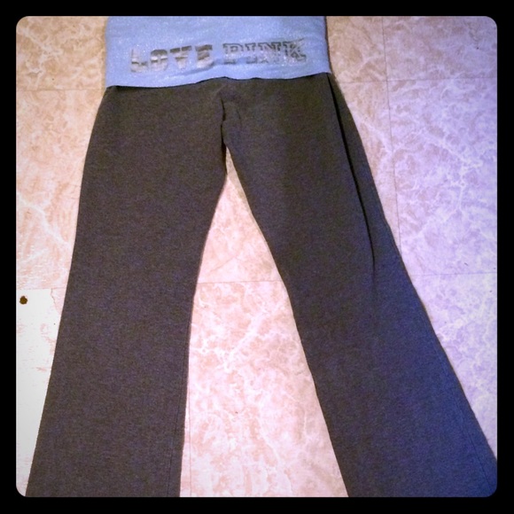 VS PINK HTF grey and blue yoga pants - Picture 1 of 4