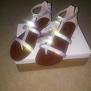 Size 10 Jessica Simpson jewelled gladiator flats