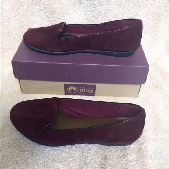 CLARKS Greely Harper Genuine Suede Flats Wine Red