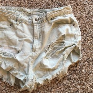 Washed out jean shorts