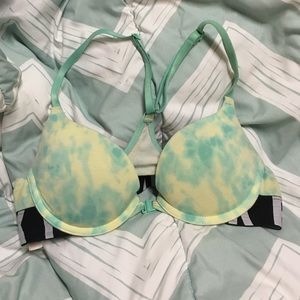 Pink logo racer back bra