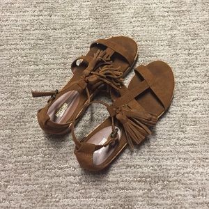 fringe brown sandals