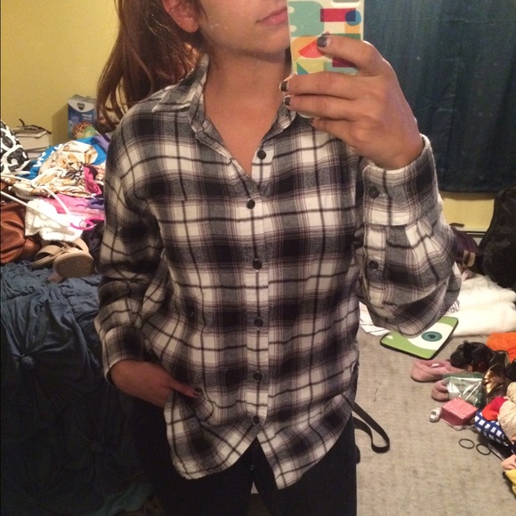 B&W Plaid Button Down