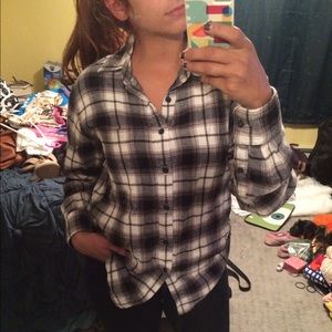 B&W Plaid Button Down