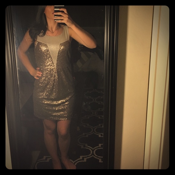 Gold sequin cocktail dress