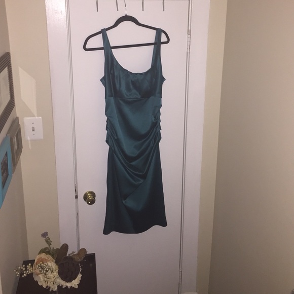 Beautiful ruched turquoise cocktail  dress