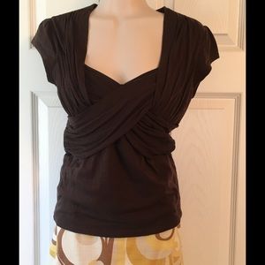 Anthropologie Deletta brand dark brown top.