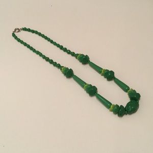 Green Czech glass bead necklace